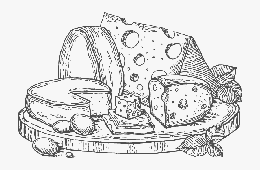 The Good King Private Events - Hand Drawn Cheese Board, Transparent Clipart