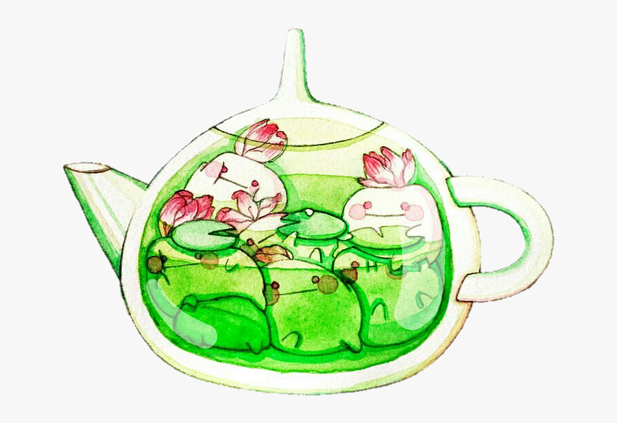 #green #flower #lotus #kettle #tea #teakittle #art - Teapot, Transparent Clipart