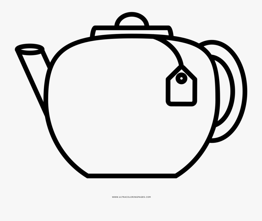 Tea Pot Coloring Page - Line Art, Transparent Clipart