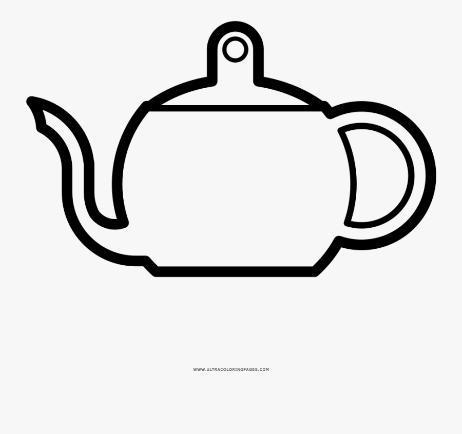 Tea Pot Coloring Page - Line Art, Transparent Clipart