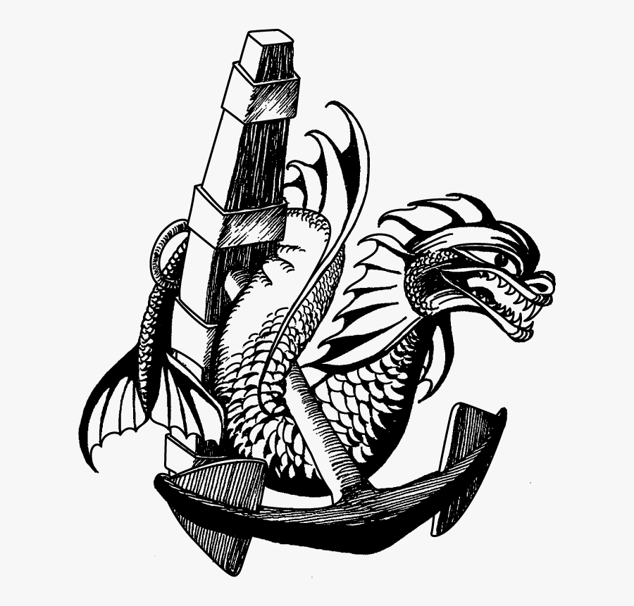 Navy Anchor With A Dragon, Transparent Clipart