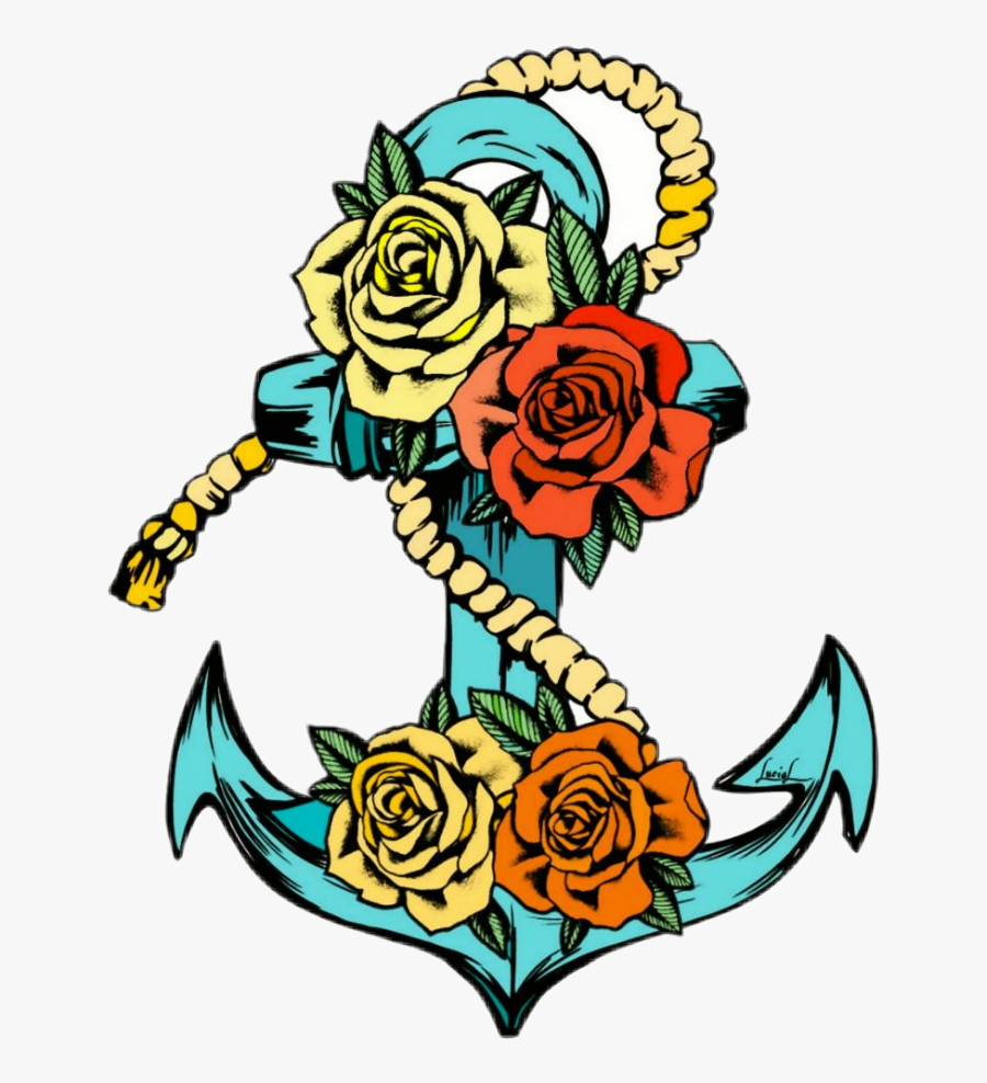 #anchor #tattoo #tattoos #ink #inkart #oldfashioned - Anchor Rose Tattoo Stencil, Transparent Clipart