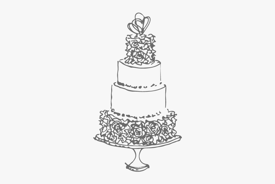 Wedding Cake Clipart Designer - Wedding Cake Line Drawing, Transparent Clipart