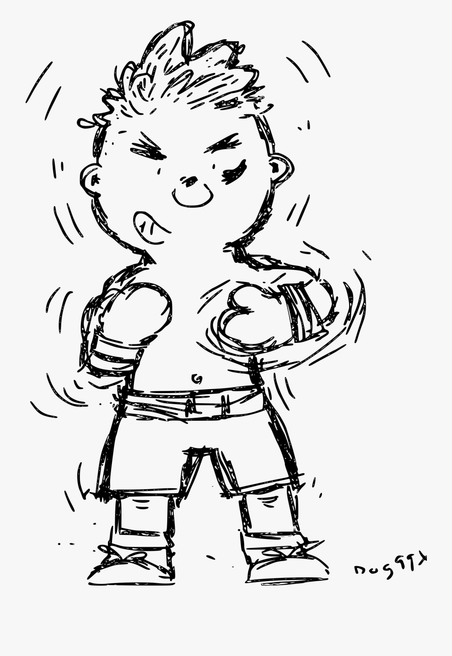 Sketch Cartoon Boxer Man Clip Arts - Sketsa Gambar Petinju, Transparent Clipart