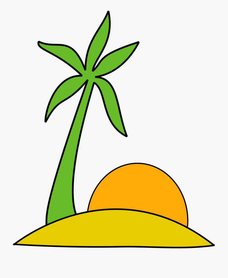 Beach Palmtree Sun Set Free Picture - Sol Y Palmera Png, Transparent Clipart