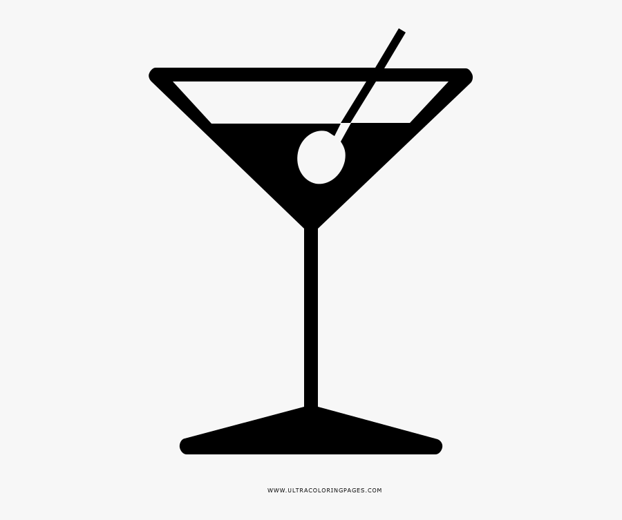 Cocktail Coloring Page - Martini Glass, Transparent Clipart