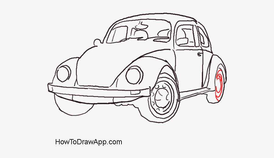 How To Draw An Old Time Car Volkswagen Beetle - Easy Old Car Drawing, Transparent Clipart