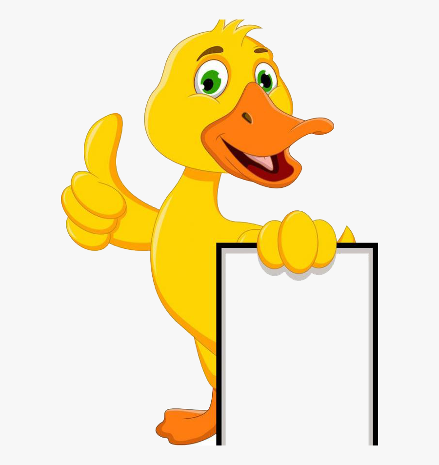 Duck Clip Thumbs Up - Cartoon Duck Holding Sign, Transparent Clipart