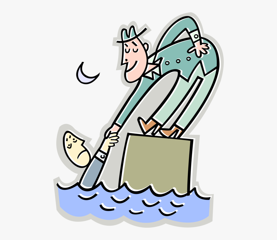 Vector Illustration Of Rescuing Drowning Man With Helping - Helping Someone, Transparent Clipart