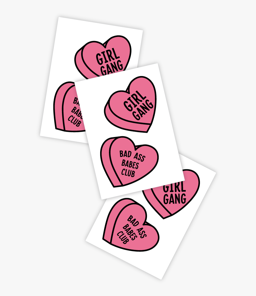 Girl Gang And Bad Ass Babes Club Pink Hearts Temporary - Girl Gang Hand Heart, Transparent Clipart
