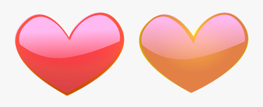 Hearts, Glossy, Love, Valentine - Red And Orange Hearts, Transparent Clipart