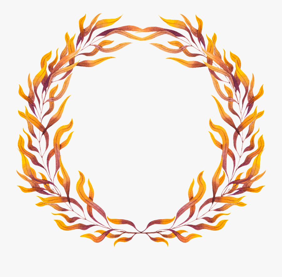 Yellow Leaves Wreath Vector, Transparent Clipart