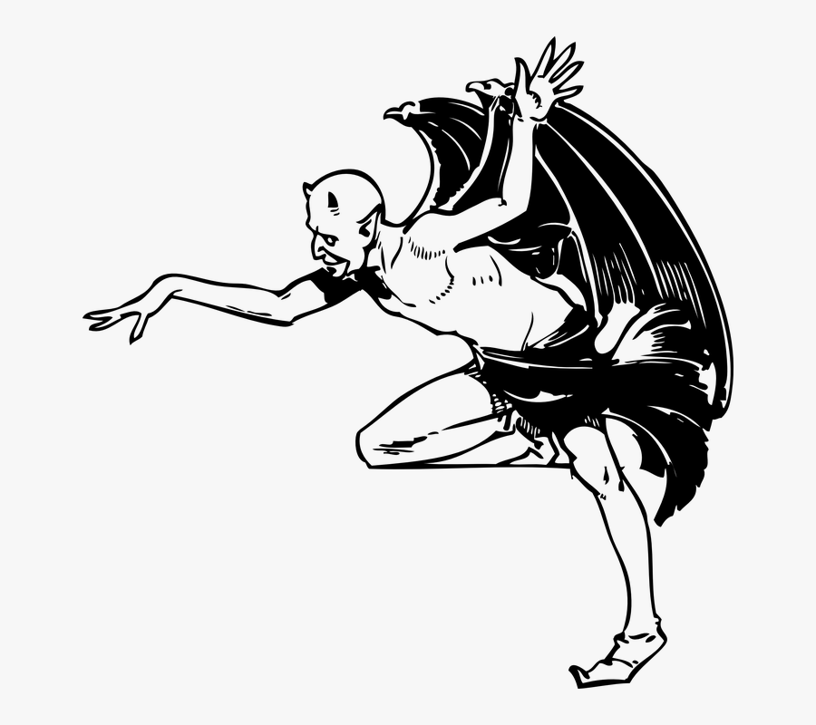Devil, Dancing, Posing, Satan, Dance, Pose, Evil - Black And White Devil, Transparent Clipart