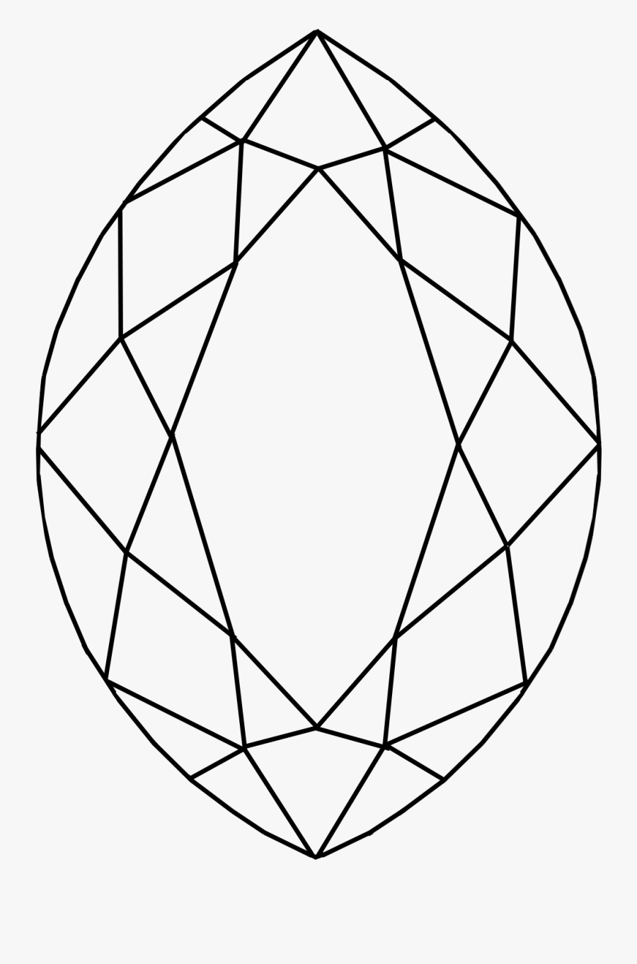 Marquise Diamond Line Drawing, Transparent Clipart