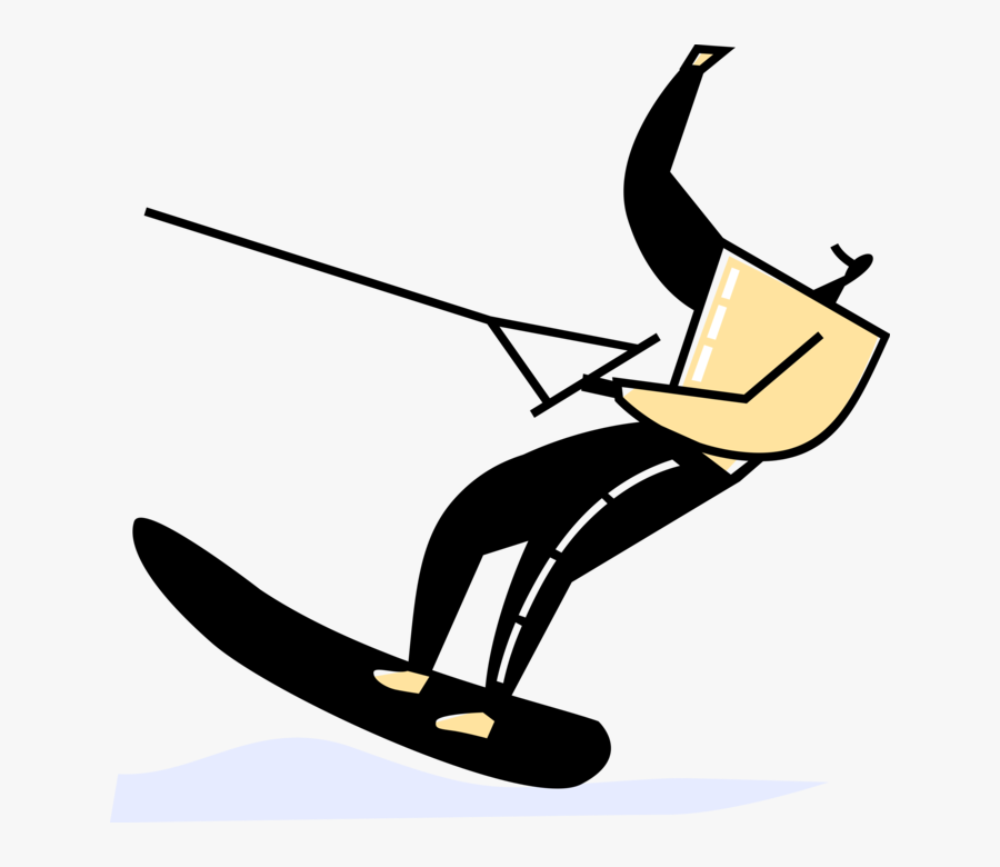 Vector Illustration Of Pretentious Water Skier Show-off, Transparent Clipart