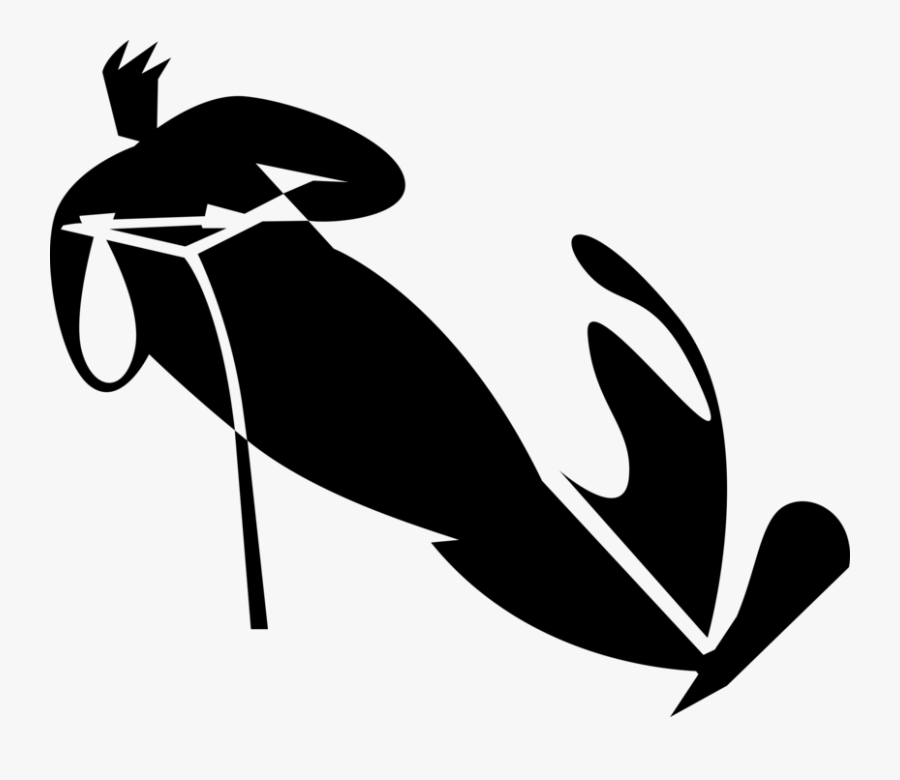 Vector Illustration Of Water Skiing Slalom Skis On - Illustration, Transparent Clipart