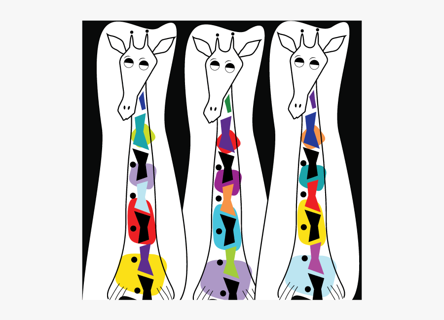 Mod Giraffe Animal Art Giraffe Art Print Atomic Art - Squitten, Transparent Clipart