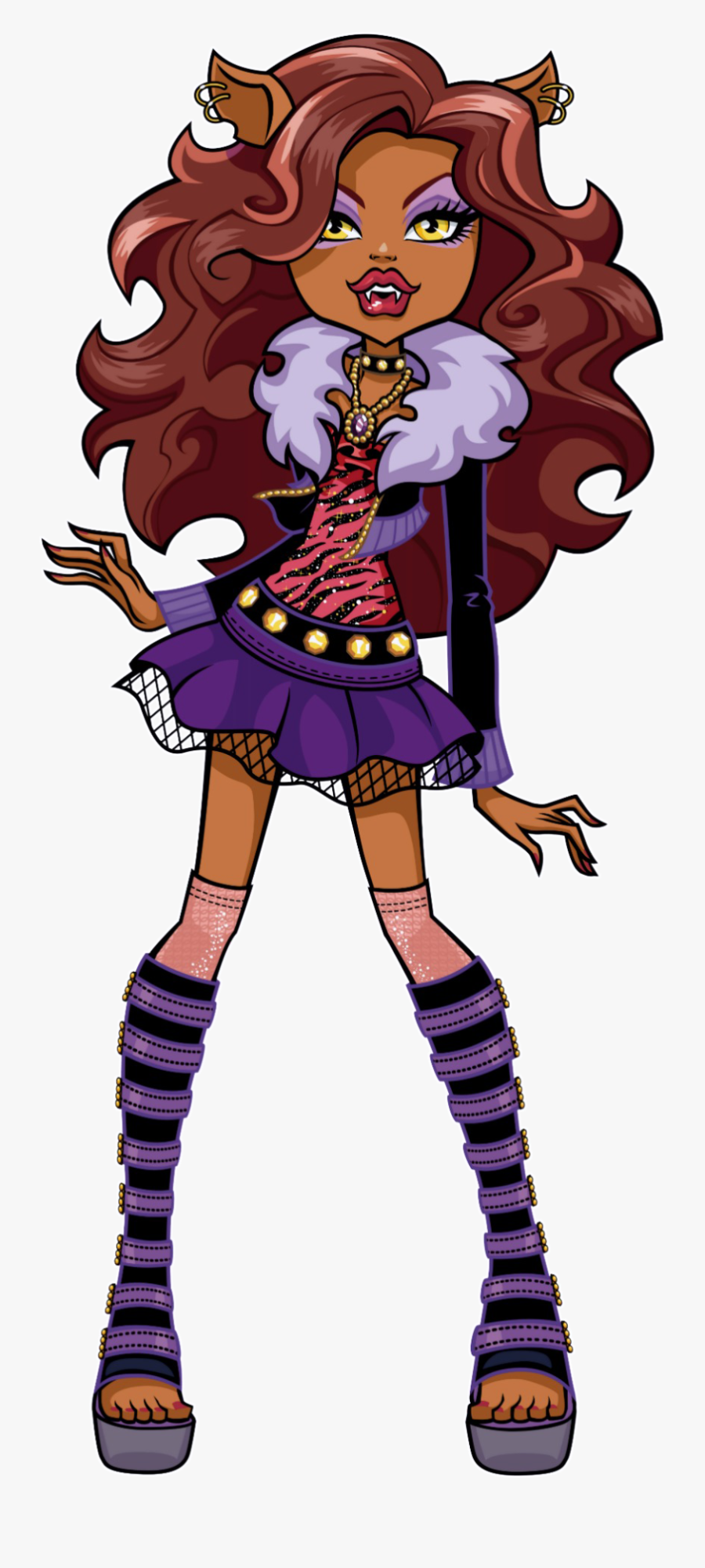 Confident And Fierce, She Is Considered The School"s - Cartoon Monster High Clawdeen, Transparent Clipart