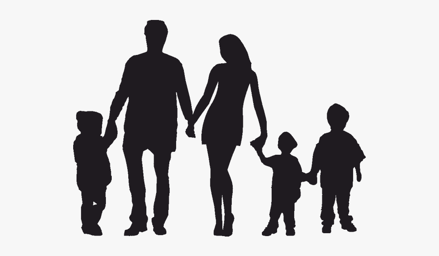 Extended Family Child Marriage Divorce - Family Of 5 Silhouette, Transparent Clipart