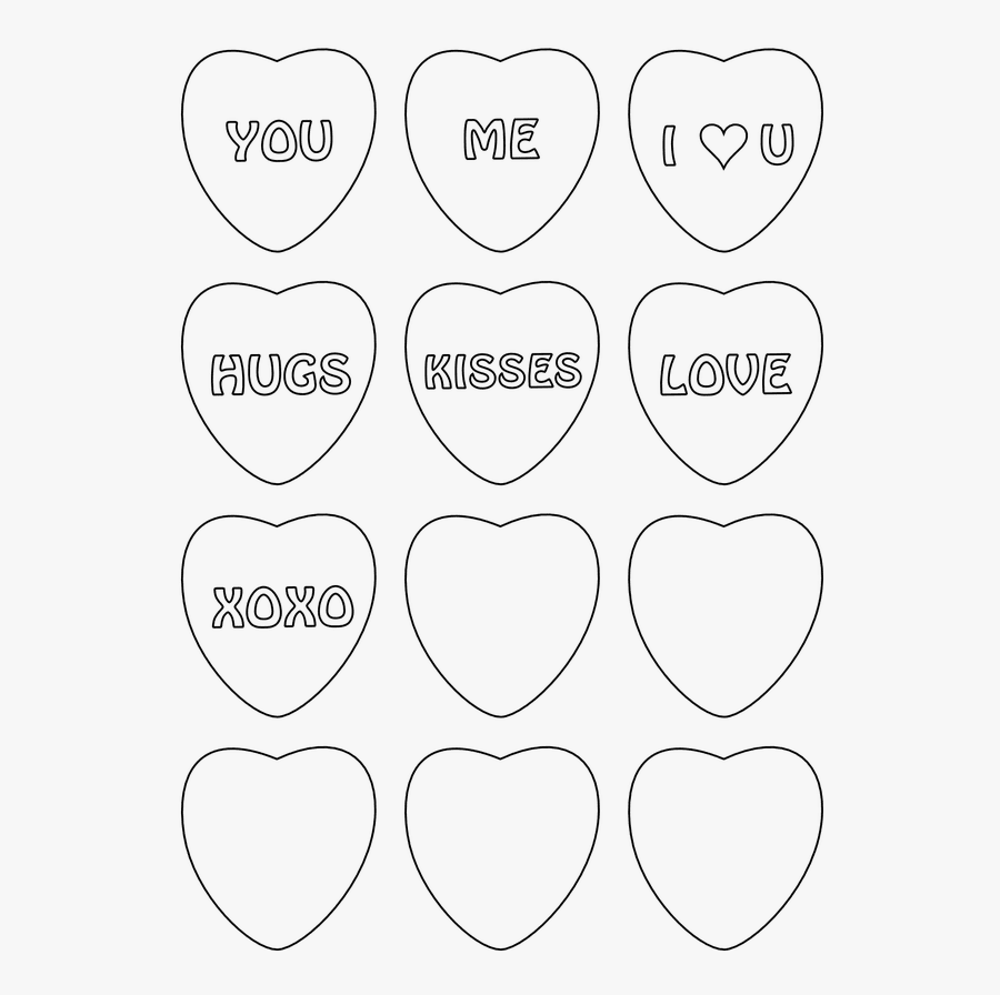 Transparent Candy Heart Clipart Black And White - Sweetheart Candy Template, Transparent Clipart