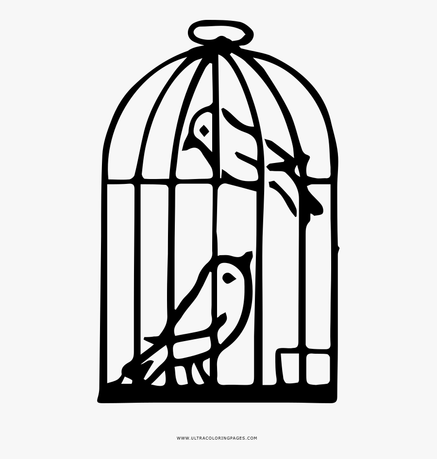 Bird Cage Coloring Page - Coloring Page Of A Birds Cage, Transparent Clipart