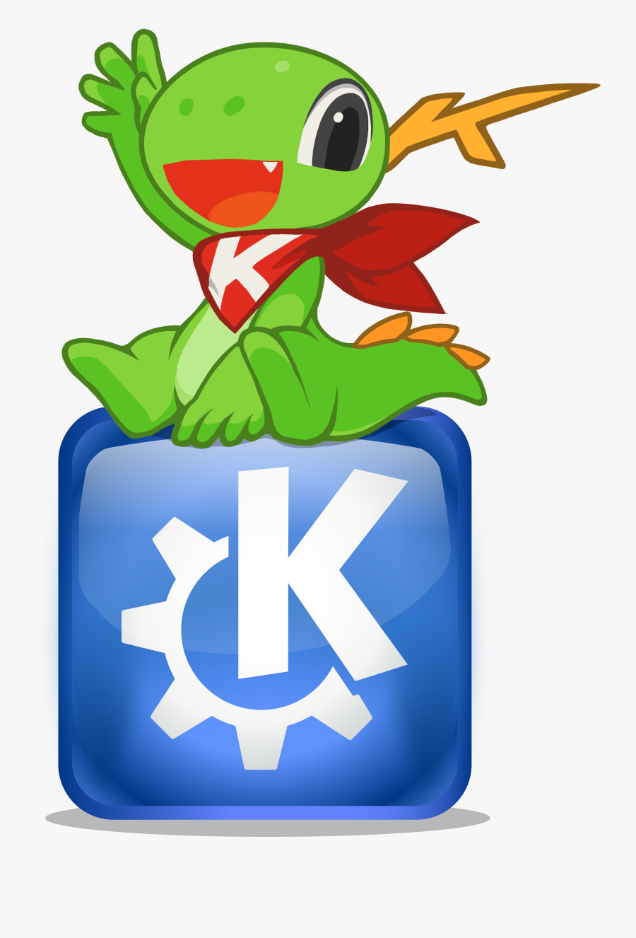 Kde Mascot Konqi With Kde Oxygen Logo - Konqi Kde, Transparent Clipart