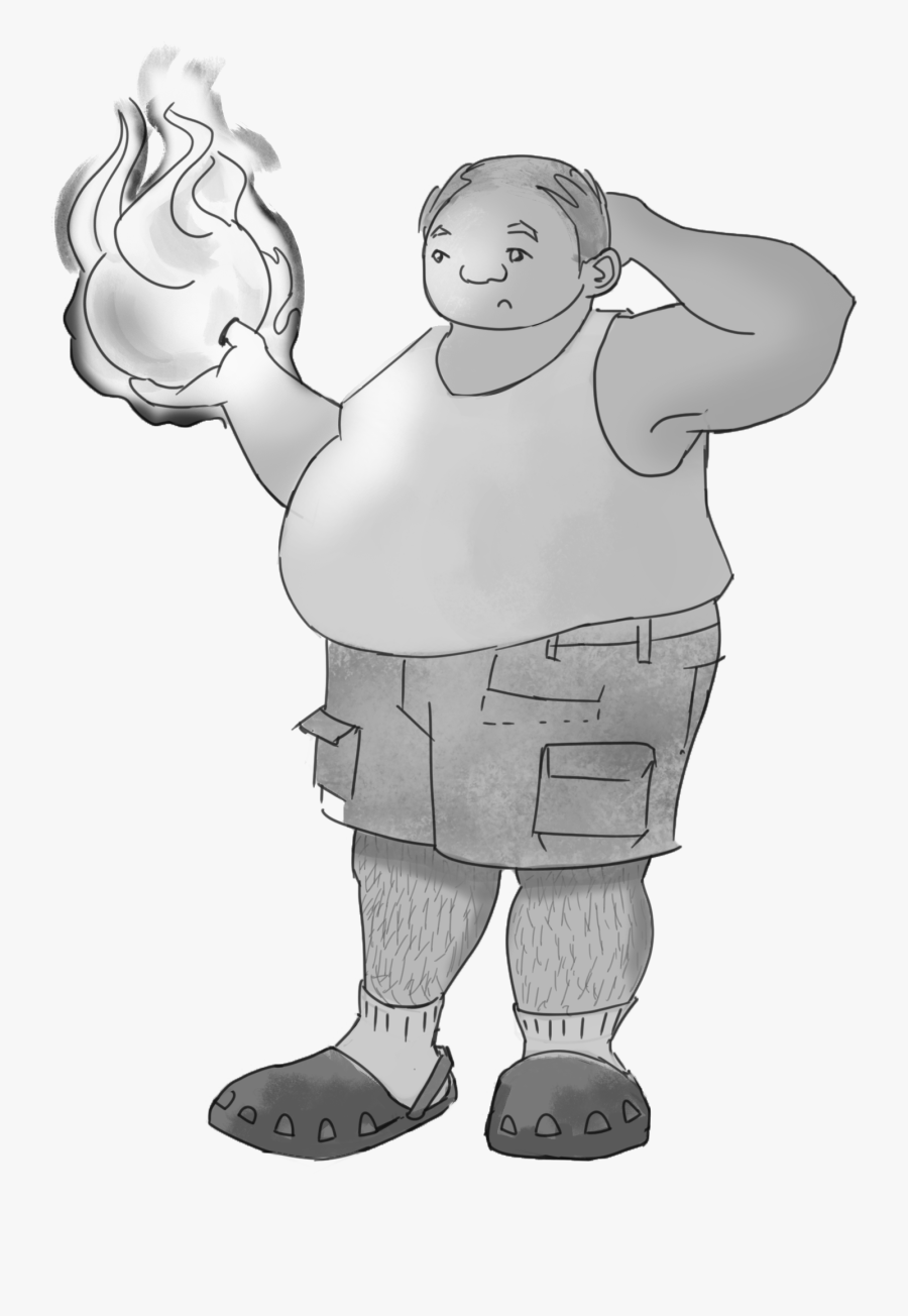 A Balding And Overweight Man Scratches His Head With - Cartoon, Transparent Clipart