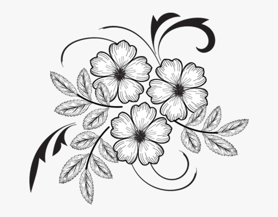 Embroidery Designs Of Flowers Drawing, Transparent Clipart