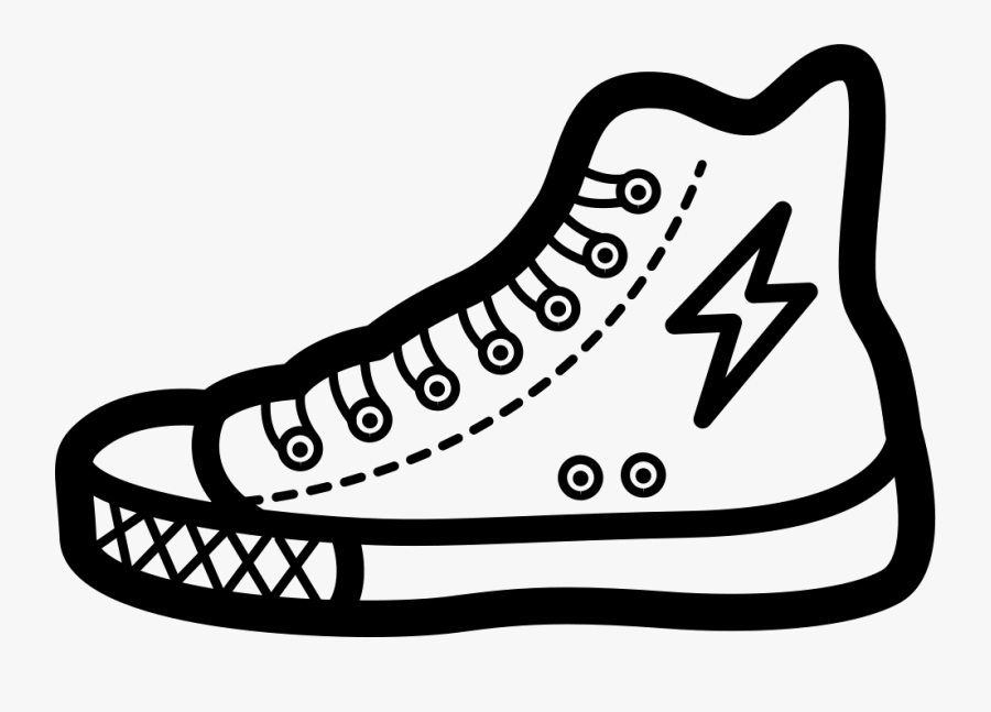 Sneaker Shoe Outline Of Fashion Walking Tool - Chuck Taylor Shoe Cartoon, Transparent Clipart