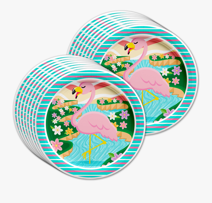 Pink Flamingo Birthday Party Tableware Kit For 16 Guests, Transparent Clipart