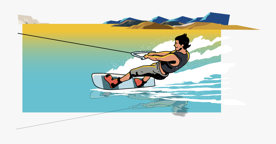 Wakeboarding Kitesurfing Cartoon Illustration - Extreme Sport, Transparent Clipart