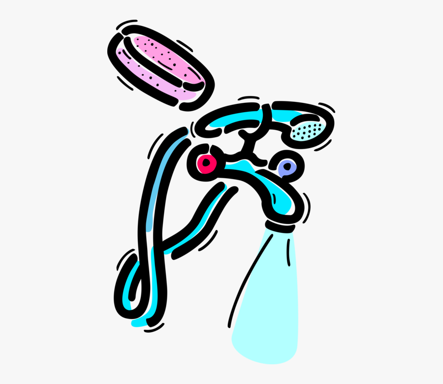 Vector Illustration Of Bathroom Bathtub Shower Nozzle, Transparent Clipart