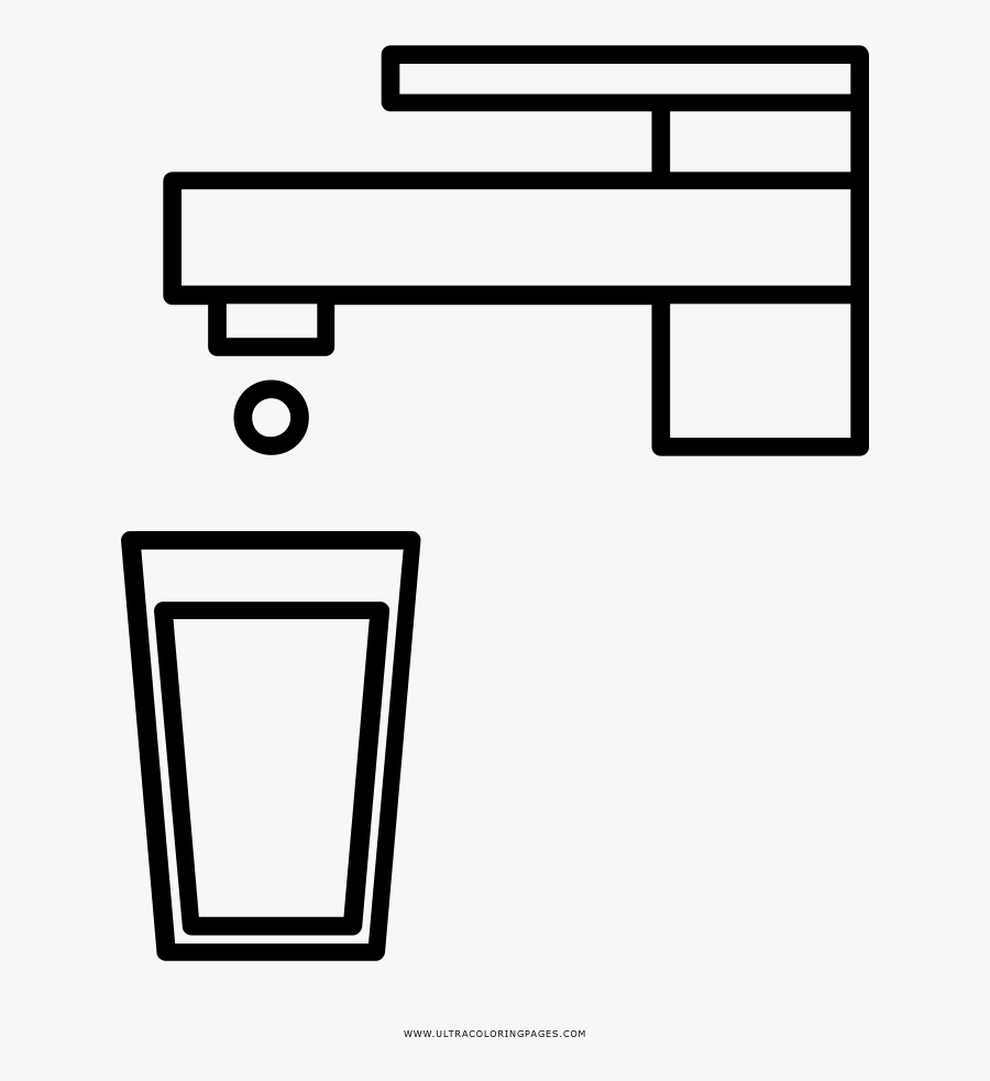 Tap Water Coloring Page - Line Art, Transparent Clipart