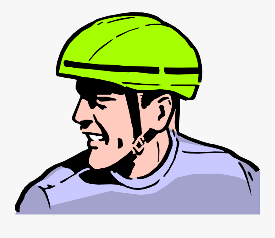 Vector Illustration Of Man Wearing Bicycle Safety Helmet - Safety Helmet With Men Clip Art, Transparent Clipart