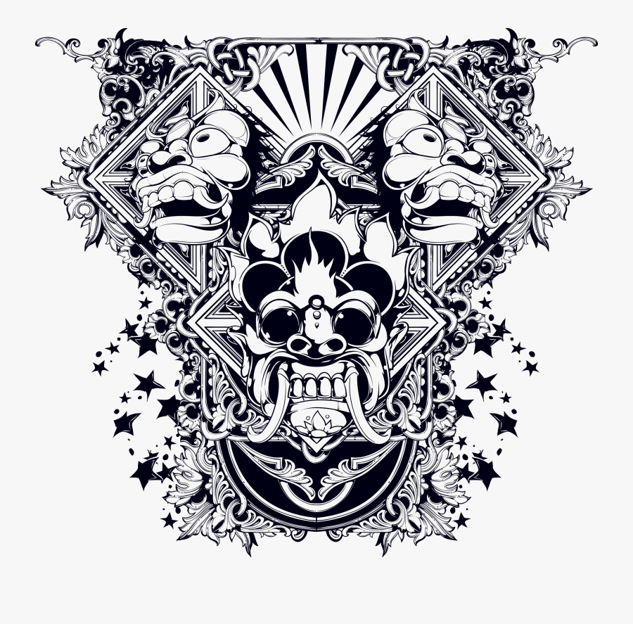 Tattoo Monster Pattern Demon T-shirt Black Clipart - Monster Tattoo Png, Transparent Clipart