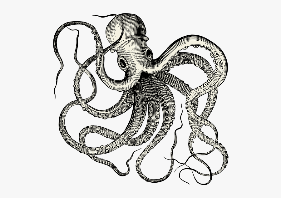 Vintate Octopus Tattoo Clip Arts - Vintage Nautical, Transparent Clipart