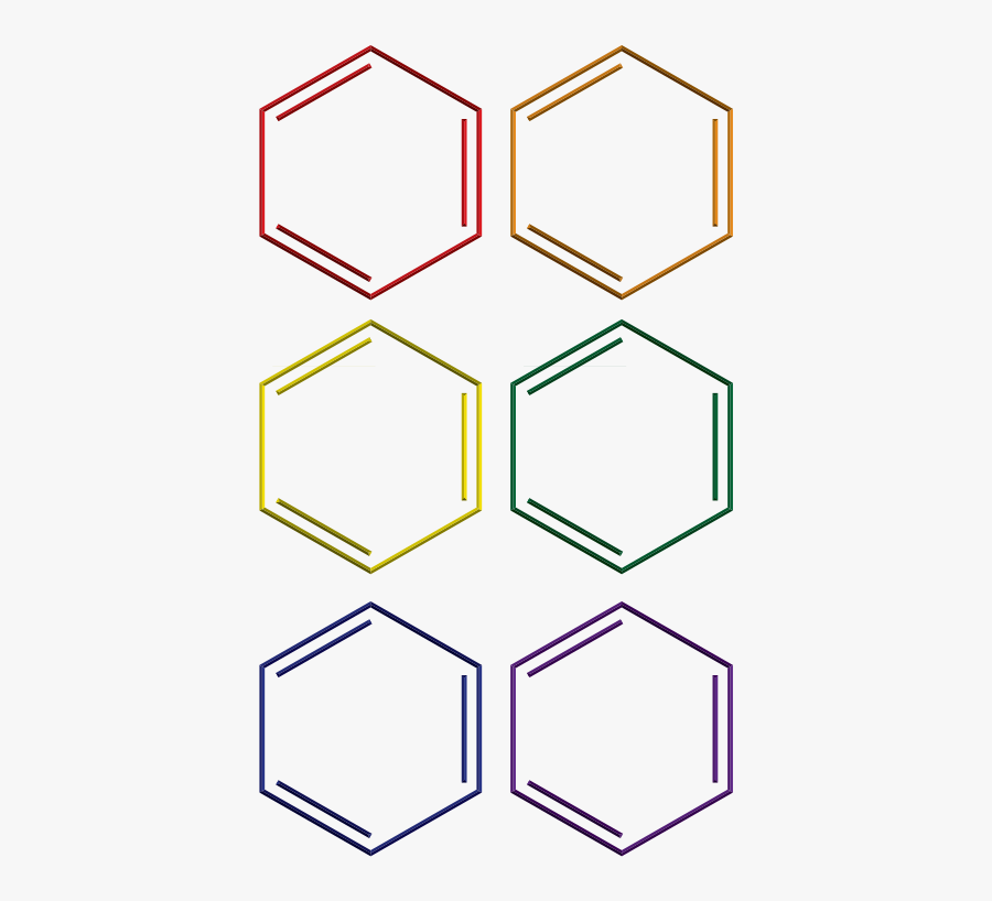 Benzene Rings In Rainbow Colors - Organic Chemistry Clip Art, Transparent Clipart