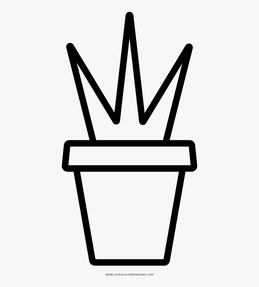 Potted Plant Coloring Page - Cactus Clipart Black And White Free, Transparent Clipart