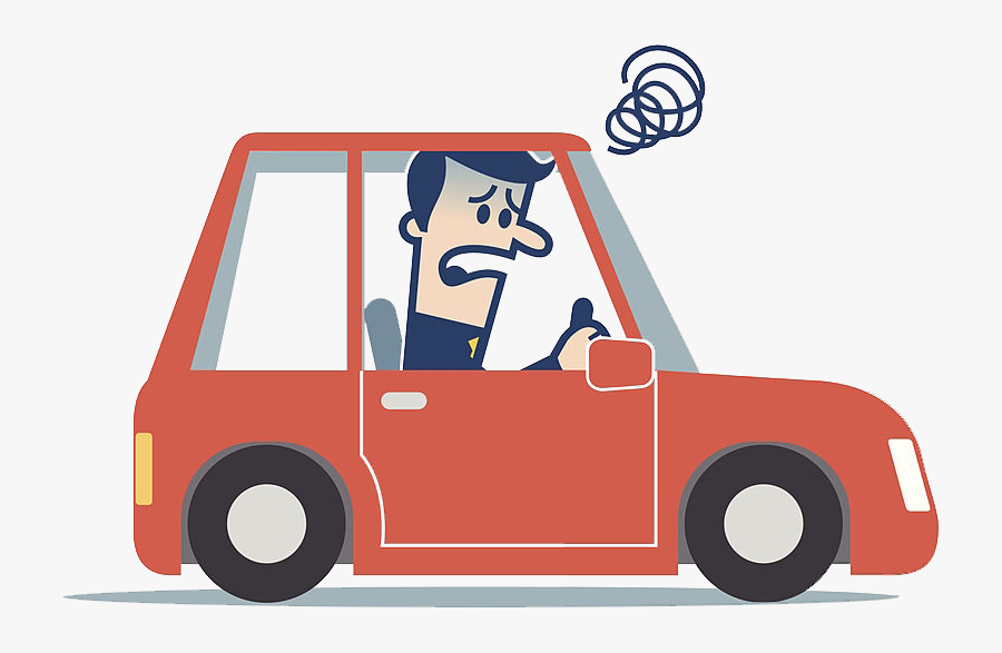Stressed Man Driving Car Cartoon, Transparent Clipart