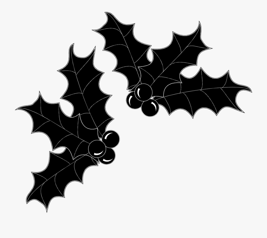 Transparent Holly Illustration - Black And White Christmas Clip, Transparent Clipart