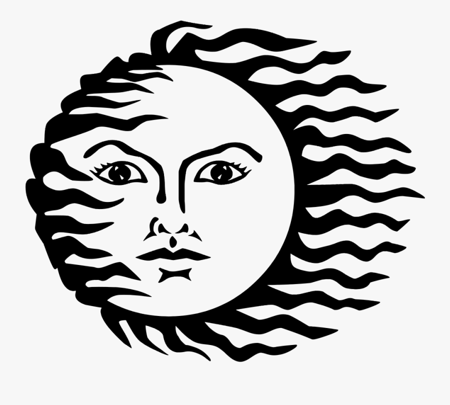Emotion,art,monochrome Photography - Sun With Face Black White, Transparent Clipart