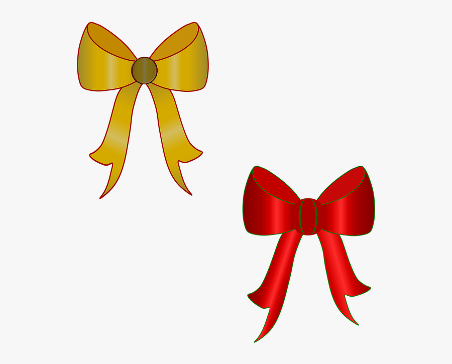 Bow, Bows, Decoration, Ribbon, Red, Yellow, Gift, Party, Transparent Clipart