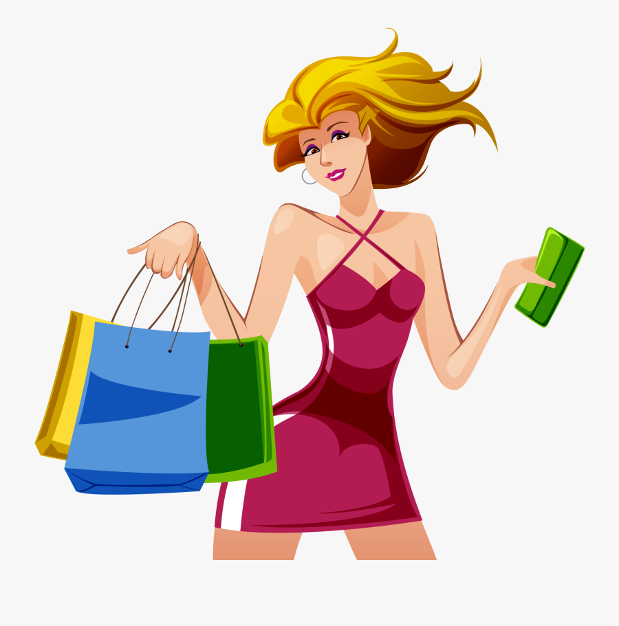 Shopping Clipart Model - Girl Shopping Clipart Png, Transparent Clipart