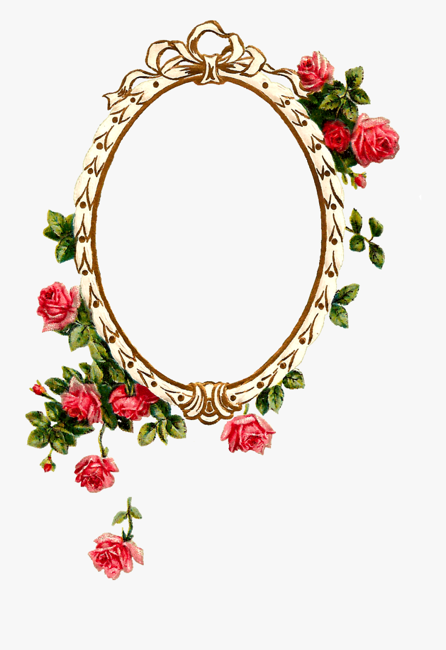 Vintage Flower Frame Png - Oval Flower Frame Png, Transparent Clipart