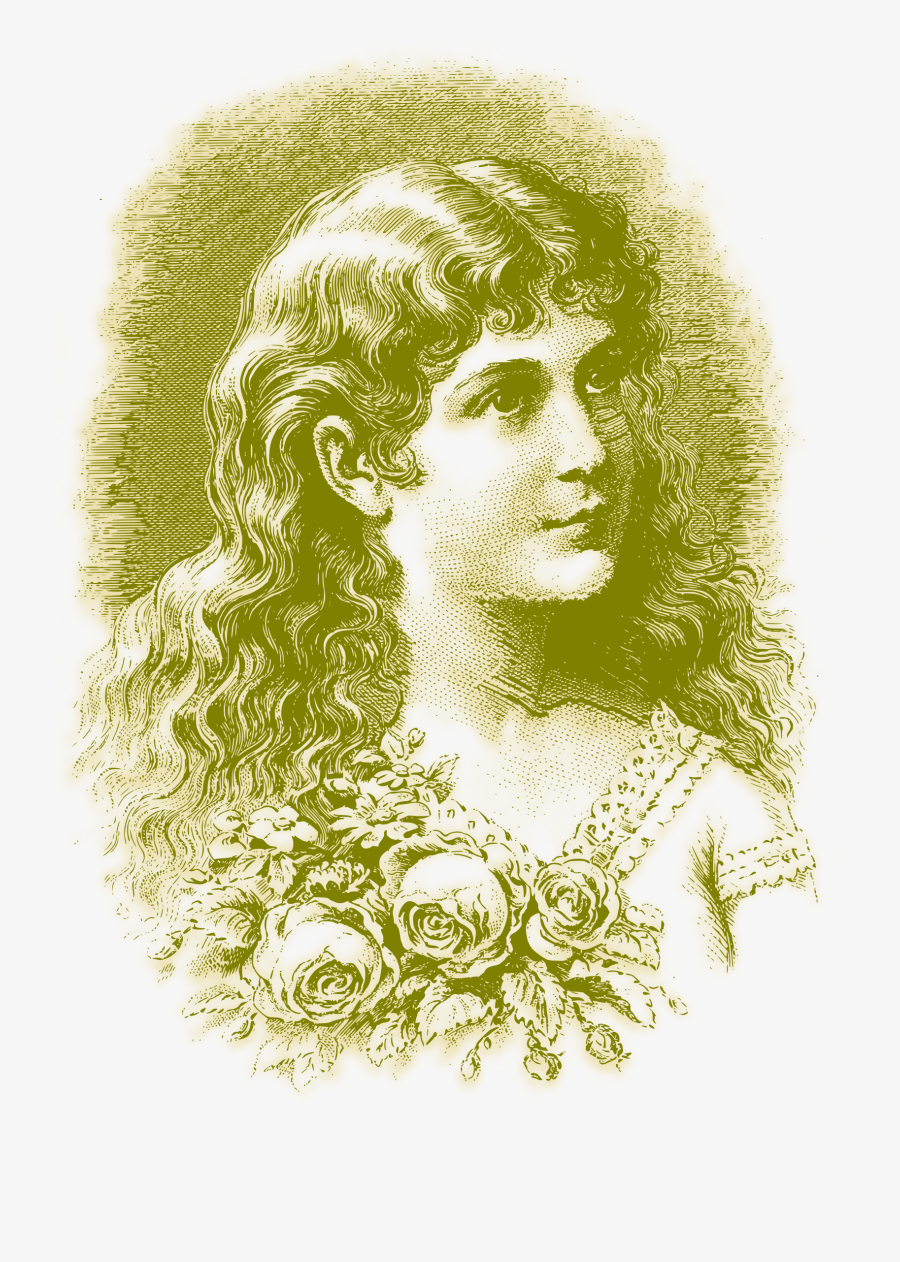 Vintage Flower Girl - Illustration, Transparent Clipart