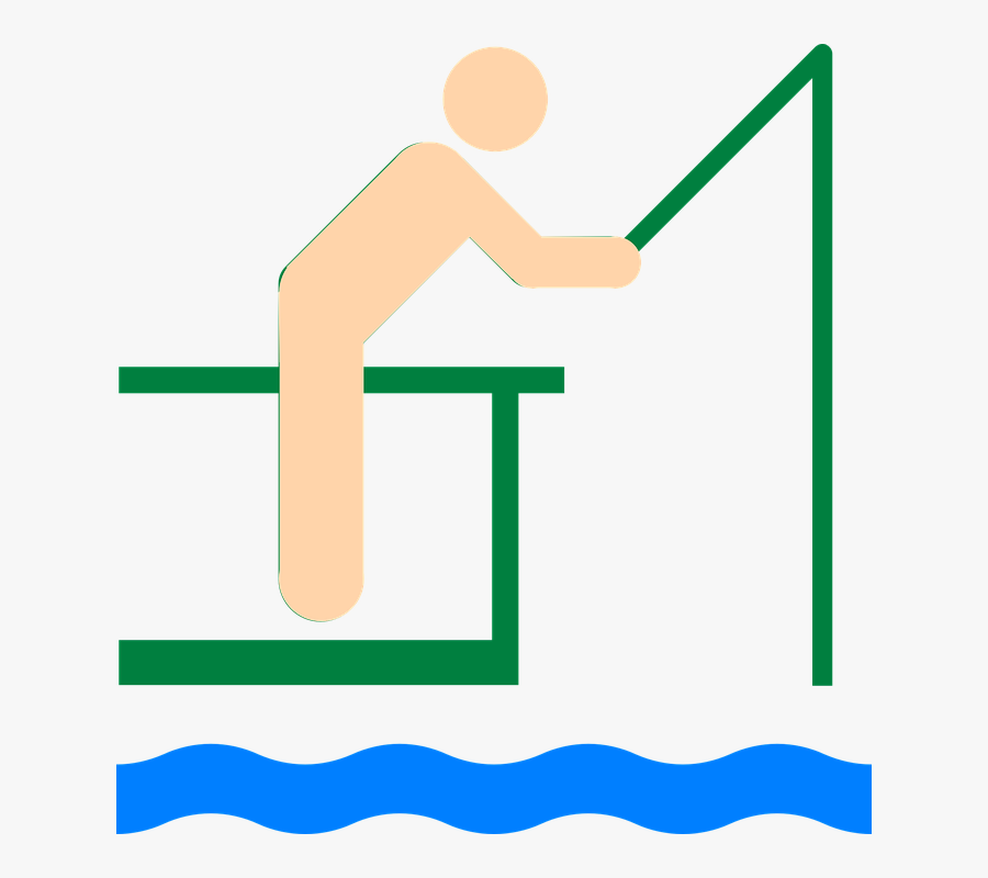 Fisherman, Fisher, Man, Line, Fishing, Lake, Rod, Pier - Clip Art, Transparent Clipart
