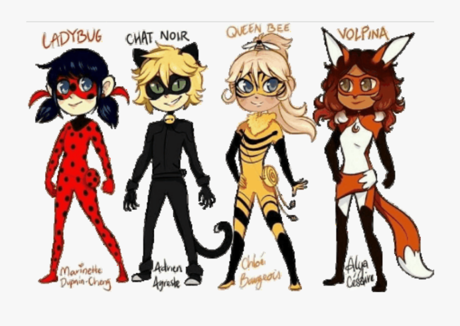 Hero Ladybug Catnoir Queenbee Volpina Miraculousladybug - Miraculous Team, Transparent Clipart