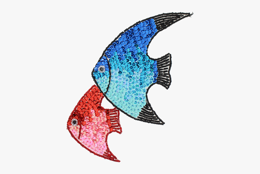 Fish Beaded & Sequin Applique - Emblem, Transparent Clipart