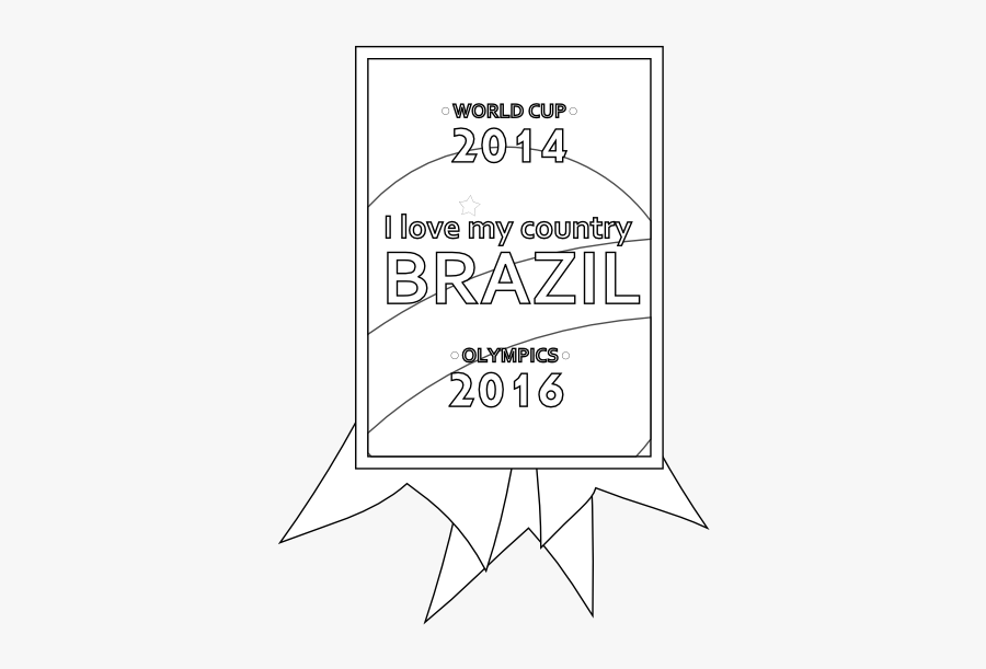 Brazil Medal Brazil Medal Black White Line Art Flag - Illustration, Transparent Clipart