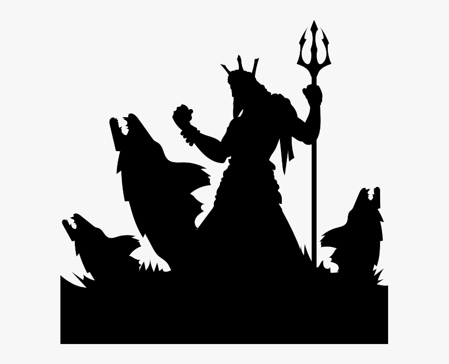 Greek God Poseidon Silhouette, Transparent Clipart